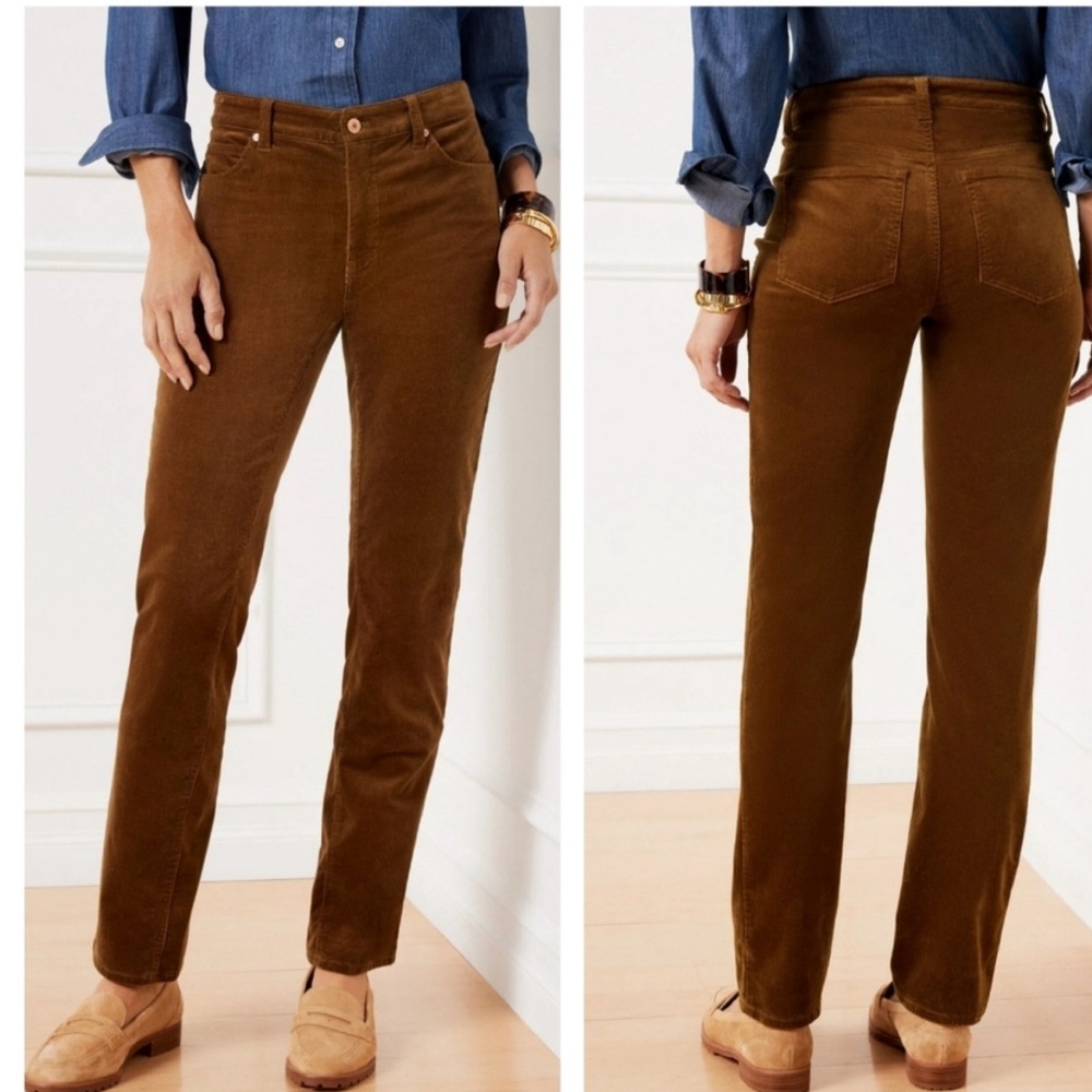 Talbots Brown Corduroy Stretch Slimming Straight Leg Pants Size 4